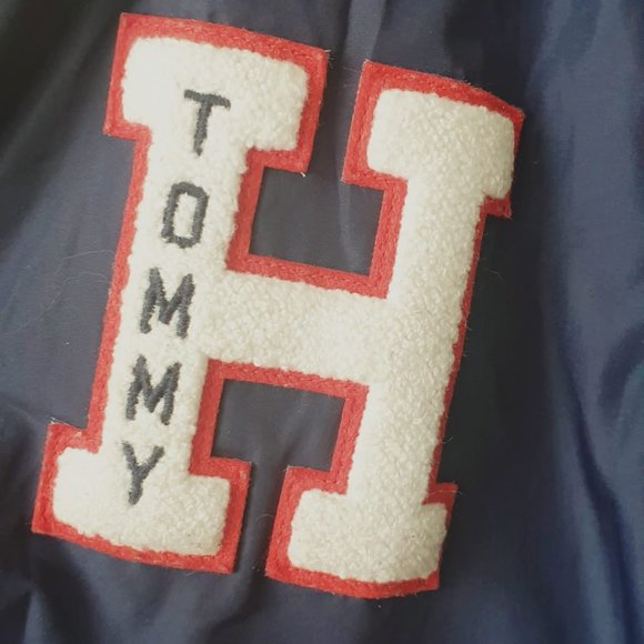 Tommy Hilfiger navy blue bomber jacket with built in grey hood XS unisex - Picture 4 of 5